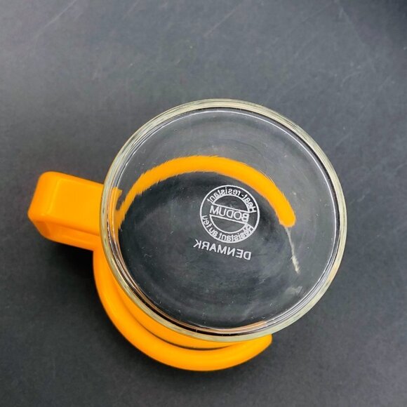 80s Bodum Yellow Handle Creamer SINGLE Vintage Denmark Clear Glass Beaker - Picture 5 of 10